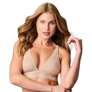 NWT Journelle Hanky Panky Lace Plunge Bralette Small Taupe Nude Beige